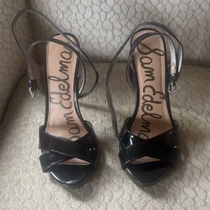 Sam Edelman Black Patent Cross-Strap Heels
